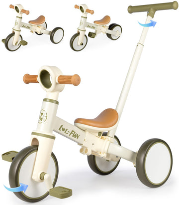 Lol-Fun Tricycle For Toddlers 1-3 Baby Balance Bike 1 2 Year Old Boys Girls Ride On Toy With Parent Steering Push Handle & Removable Pedal
