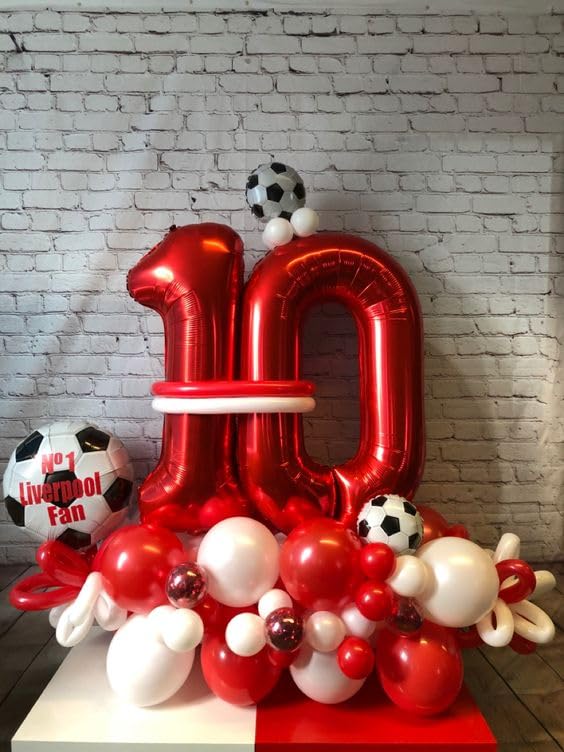 Red Number Balloon 40 Inch, 0 Number Balloons, 10 20 30 40 50 Numbers Balloon Birthday Decorations, For Boxing Themed 49Ers Usa