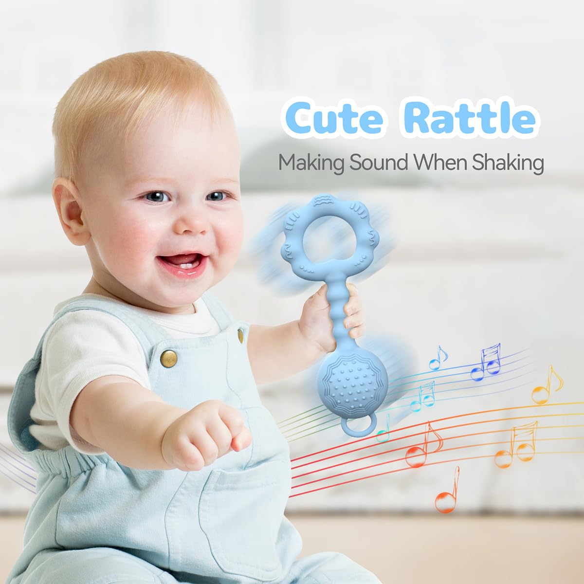 Baby Rattle Teether, Light Blue
