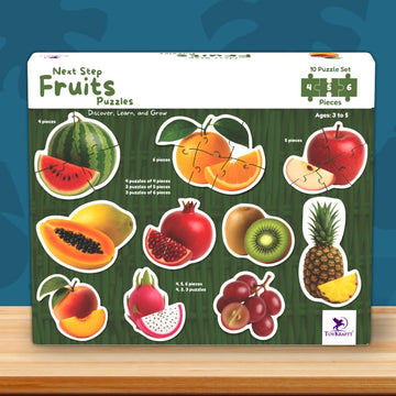 Toykraft Next Puzzles Fruits - 4, 5 & 6 Piece Jigsaw Puzzles For Kids 3-4 Years, Set Of 10 Progressive Puzzles, Educational Mont