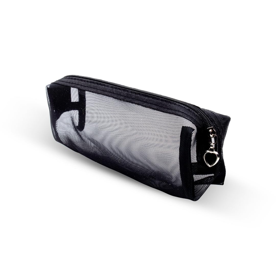 Itsy Bitsy Mesh Pencil Case Black 9X3.5Inch 1Pc