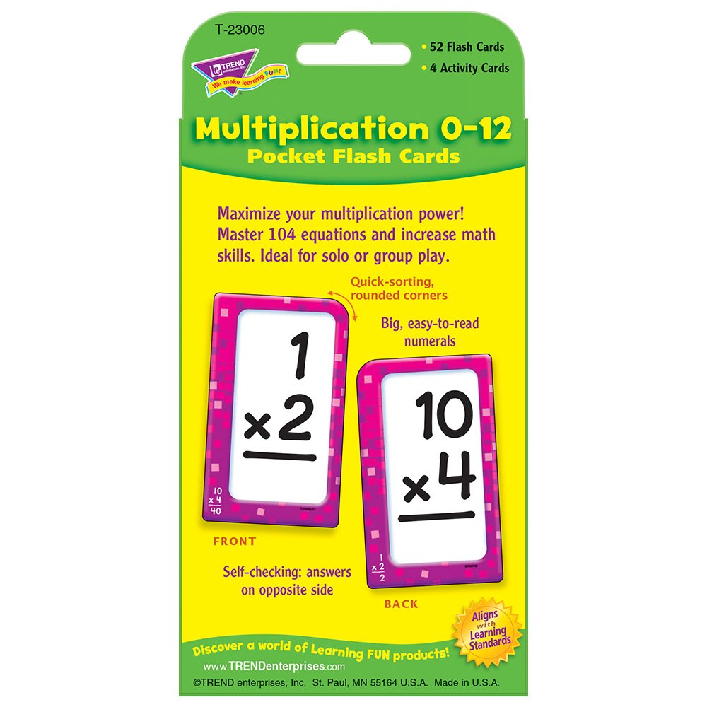 Trend Enterprises T23006 Multiplication Flash Cards, 3-1/8''X5-1/4, 56Cds, Multi