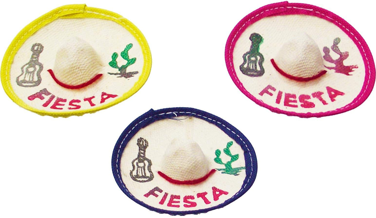 24 Mini Mexican Sombrero Fiesta, 3 inches Wide Mini Hats for Cinco De Mayo Party