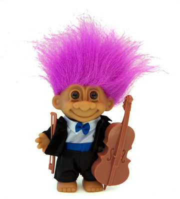 My Lucky Symphony Musician Troll W/Tuxedo & Cello - Fushia Hair