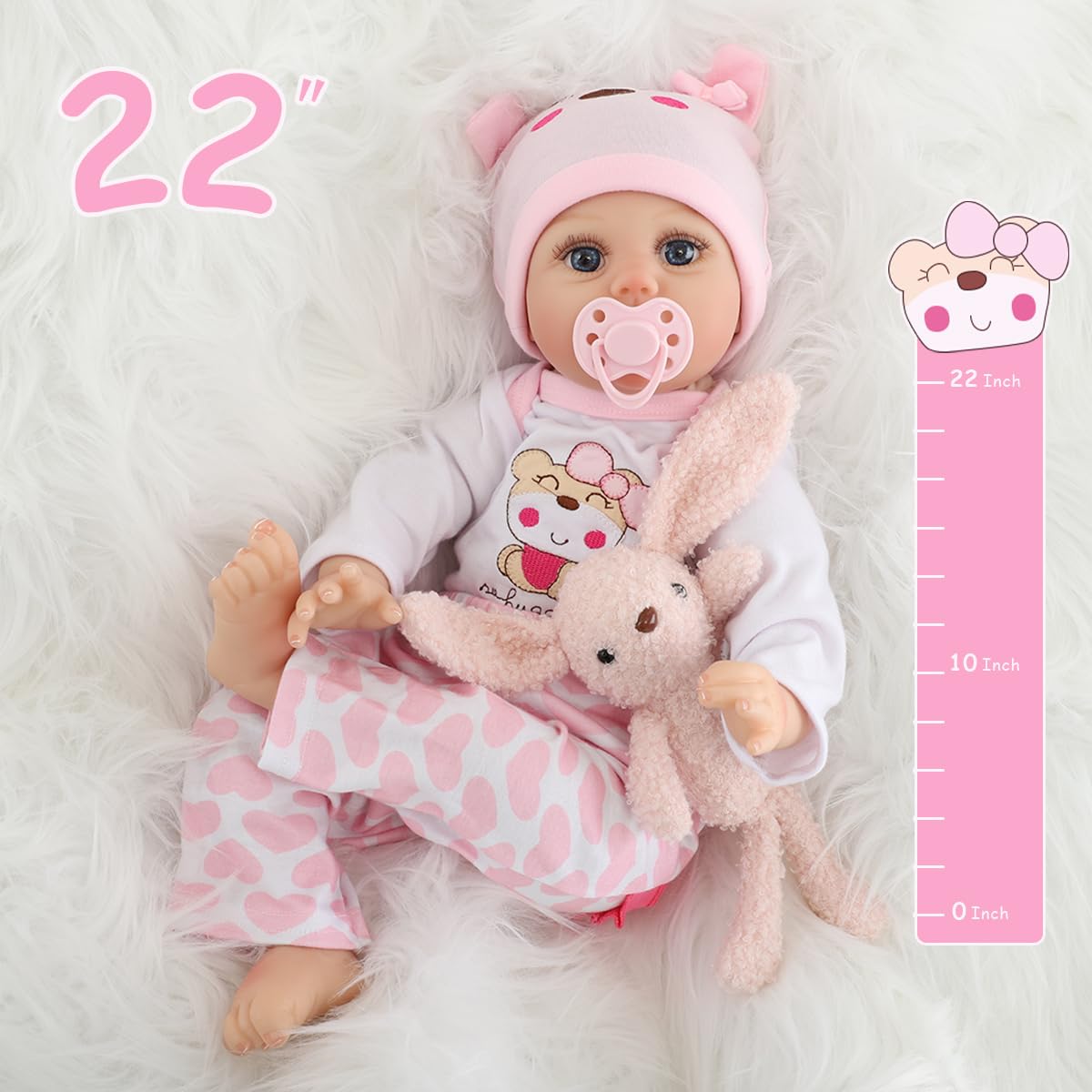 Realistic Reborn Baby Doll Girl 22'', Sweet Real Life Like Bebes De Silicona Reales Handmade, Lifelike Reborn Doll Soft Vinyl We