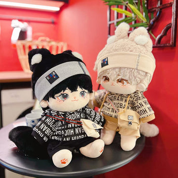 Niannyyhouse 40Cm Plush Doll Clothes Loose Hip-Hop Suit Headwear Hoodie Pants Backpack Doll Accessories Dress Up (Brown)