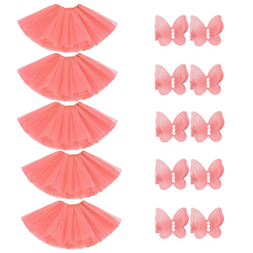 Bgfks Tutu Skirt For Girls,5 Pack Princess Party Favor Dress Skirt Set With Hairclips For 2-8 Years.(Watermelon)