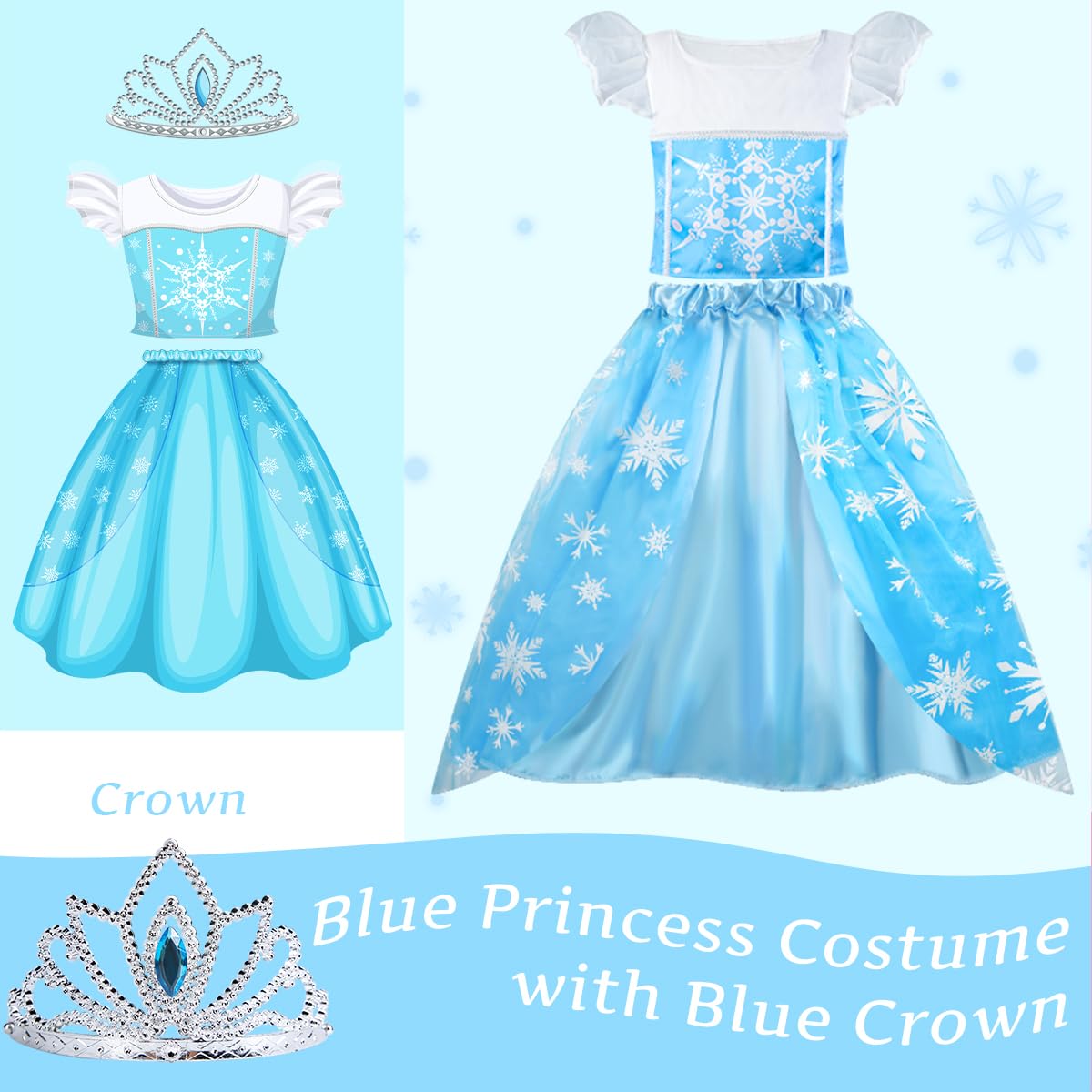Meland Princess Dress Up - Dress Up Clothes For Girls With Toys,Christmas Birthday Gift For Toddler Girls 3,4,5,6,7,8 Years