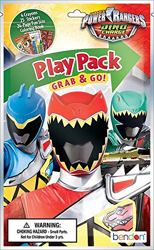 Bendon Power Rangers Grab n Go Play Packs (12 Pack) Party Favors and 12 Thank You Cards