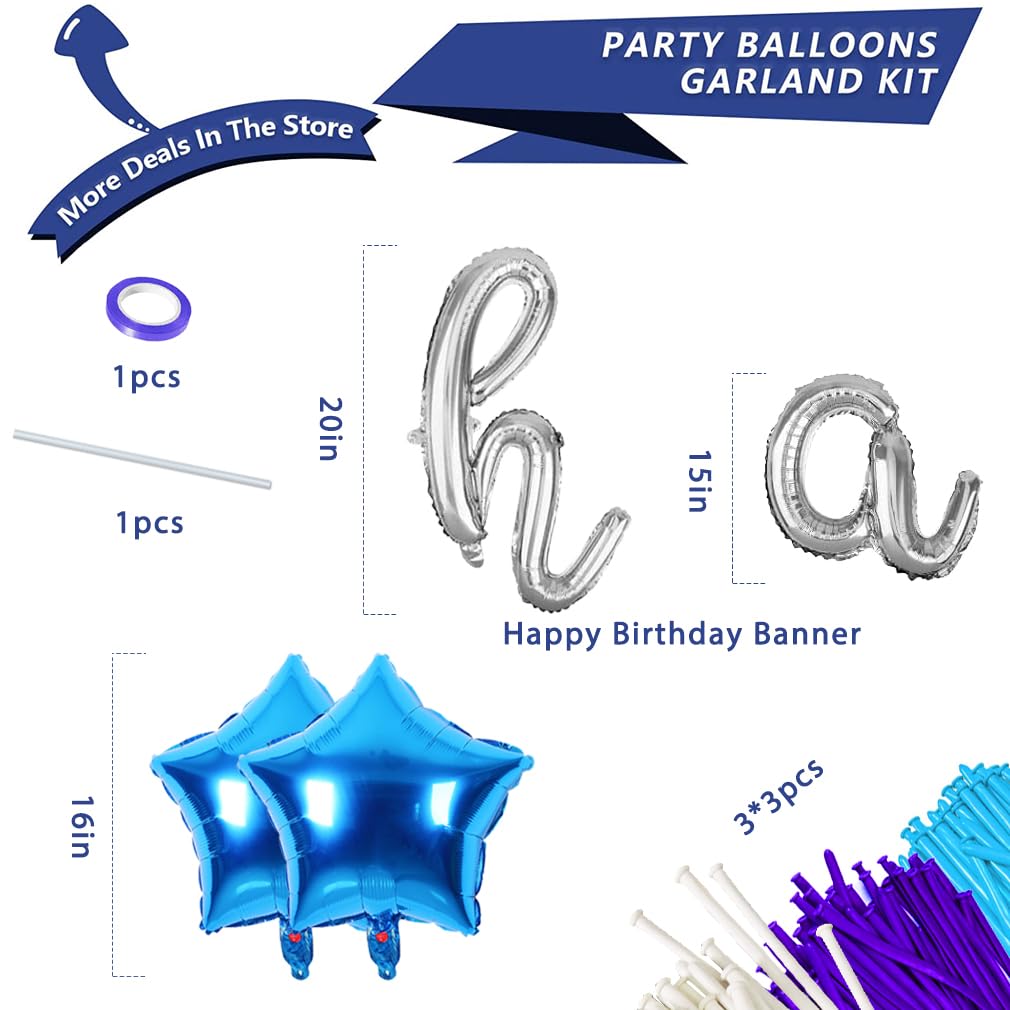 Happy Birthday Banner Script Silvery Letter Sign Foil Mylar Balloon For Birthday Party Decoration