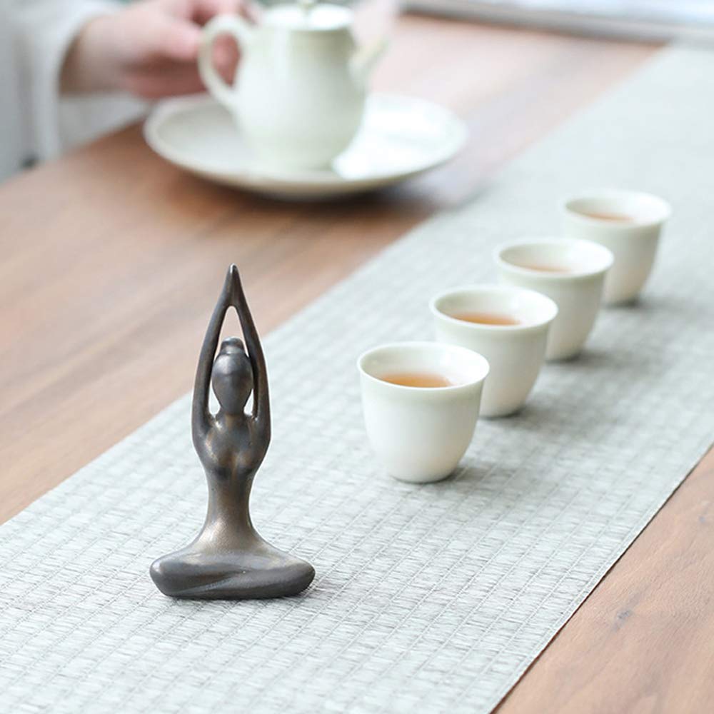 Owmell Lot Of 4 Meditation Yoga Pose Statue Figurine Ceramic Yoga Figure Set Decor - Patina Gold