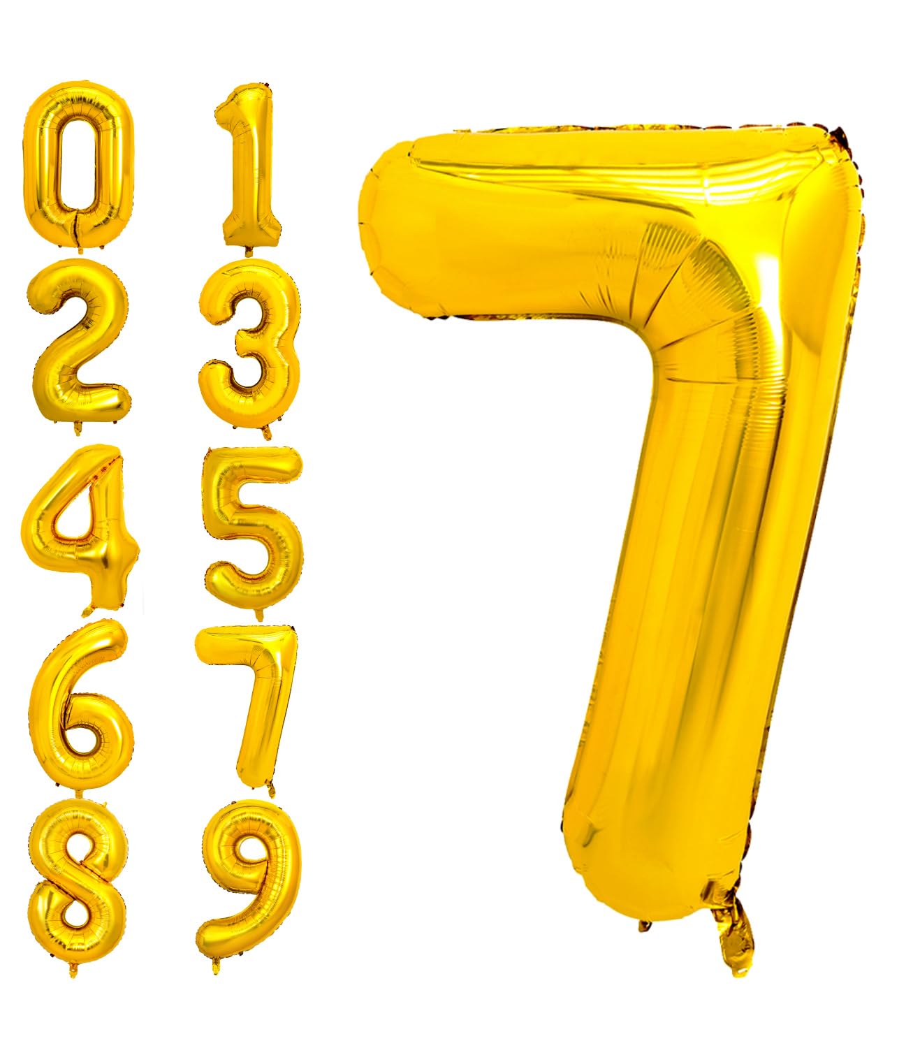 Pigetale 40 Inch Gold Large Numbers Balloons 0-9, Giant Jumbo Number 7 Digit 7 Helium Balloons, Foil Mylar Big Number Balloons F
