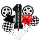 Race Car Birthday Balloons Decorations, 40 Inch Racetrack Black Number 1 Balloons, Large Mylar Black 1 Balloon For 1St Birthday