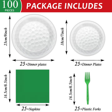 Qyeahkj 100 Pcs Golf Party Supplies Plates And Napkins Set Golf Birthday Party Decorations Paper Tableware Dinnerware Kit Dispos