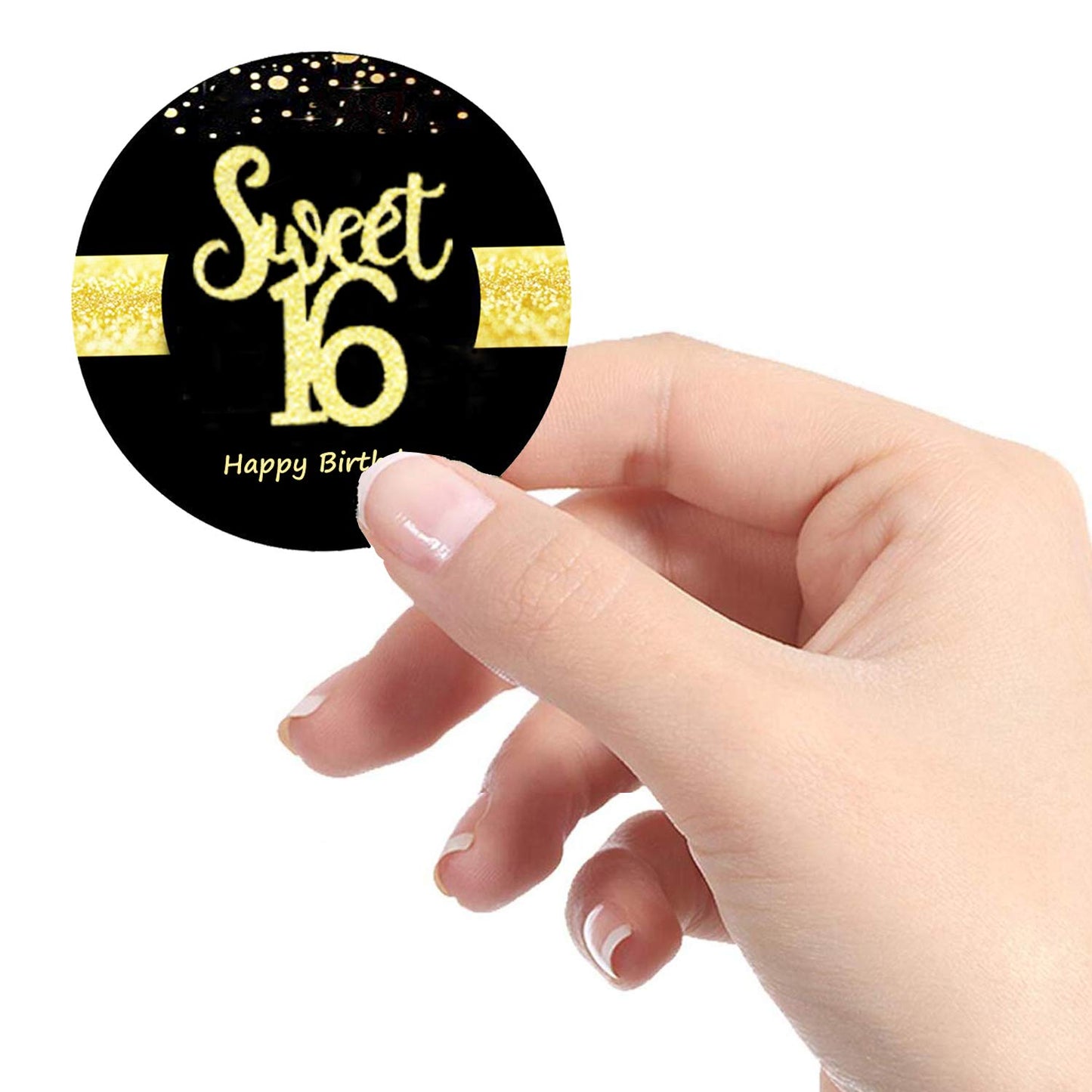 Sumerk 48 Pcs Cheers To 16 Stickers Large Bottle Stickers 16Th Birthday Stickers Card Seals 2 Inches Round Happy Birthday Party
