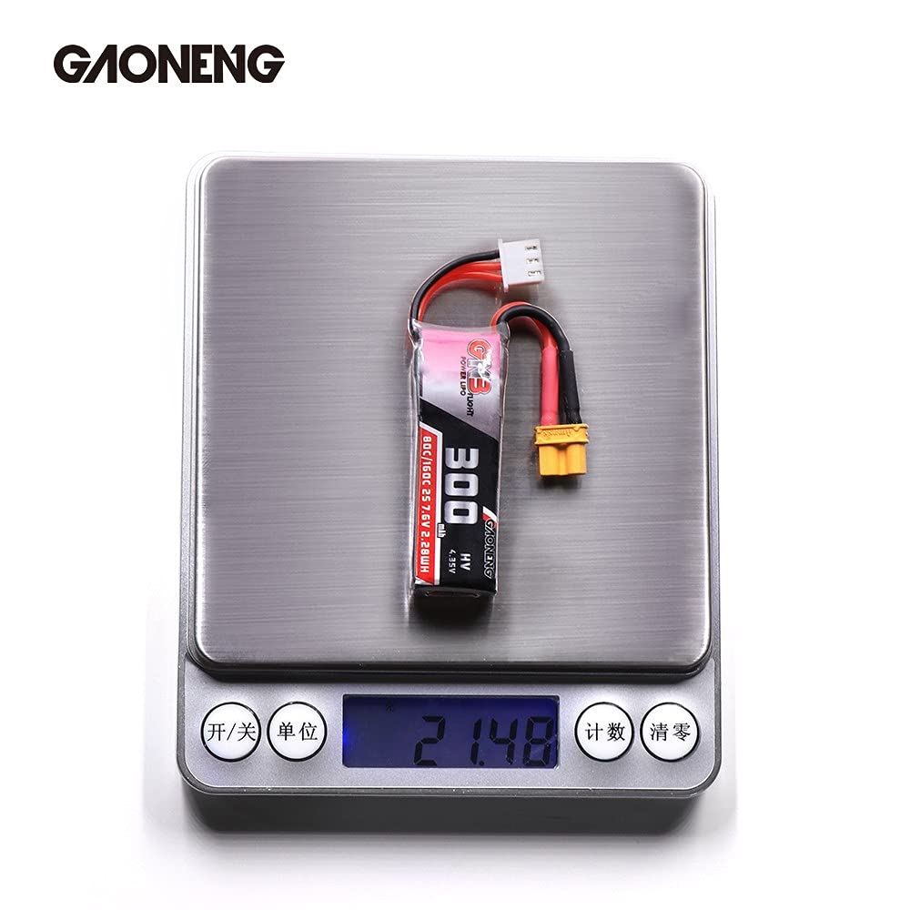 GAONENG 2Packs GNB 2S 300mAh LiPo 7.6v LiHV XT30 80C for 3'' 90-130mm Toothpick FPV Drone