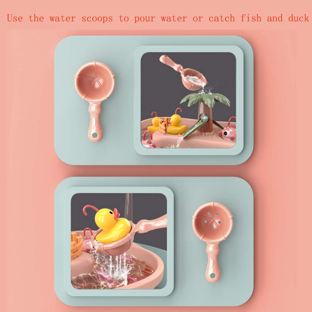 Lovyan Water Circulating Fishing Game Board Play Set with 3 Ducks 3 Fish 2 Water ladles and 2 Fishing Poles  Electronic Toy Fishing Set with 6 Music for Kids Toddlers