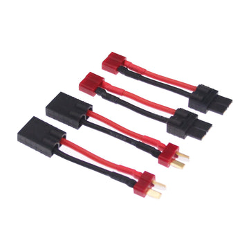 rflaueo 4pcs Compatible with TRX to T-Plug Style Male Female RC Connector Adapter with 14awg 2in Wire(E06-4)