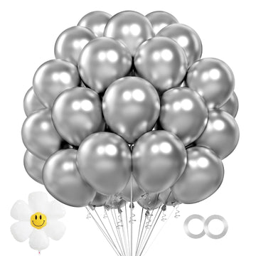 Metallic Silver Balloons, 100 Pcs 12 Inch Metallic Silver Balloons, Metallic Silver Balloons For Party Decoration,Birthday Decor