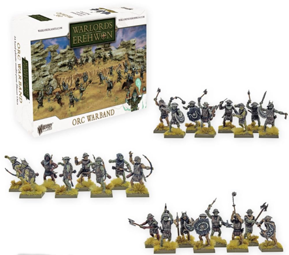 Orc Warband - 28mm Scale Plastic Miniatures for Warlords of Erehwon by Warlord Games - Highly Detailed Fantasy Miniatures for Table-top Wargaming