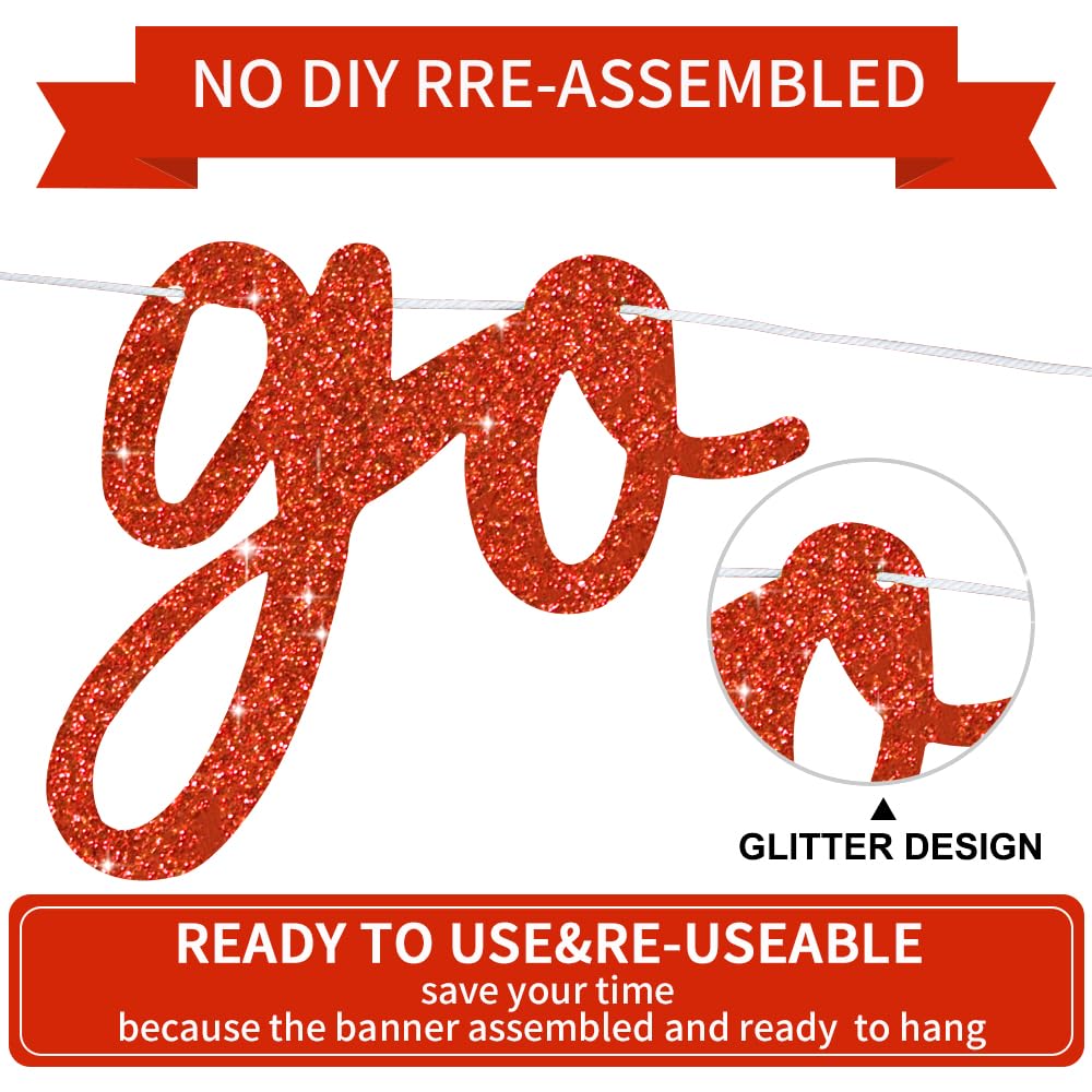 Beishida Red Go Shawty It'S Your Birthday Banner -11.4Feet, No Diy - Hip Hop Theme Glitter Happy Birthday Banner - Pre-Strung -
