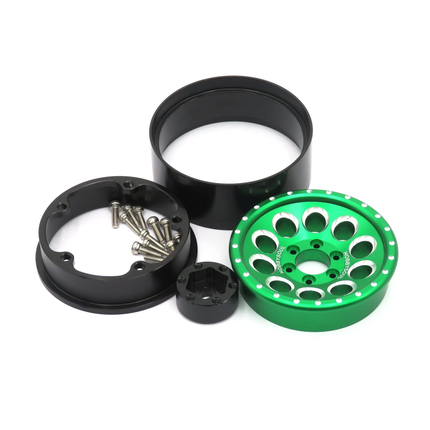 Hobbysoul Soft Sticky 1.9 Mud Slingers Tires Tyres 120Mm/4.72'' Mounted On Aluminum 1.9 Beadlock Wheels Green Rims Hex 12Mm For