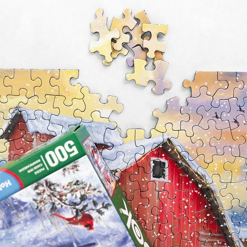 Springbok 500 Piece Jigsaw Puzzle - Nostalgic Winter Holiday Theme, Cardboard, Model 34-01694