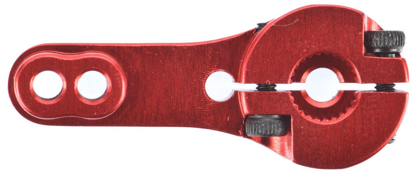 Apex RC Products 24T for Hitec Red Aluminum Dual Clamping Servo Horn -2 Pack #8011
