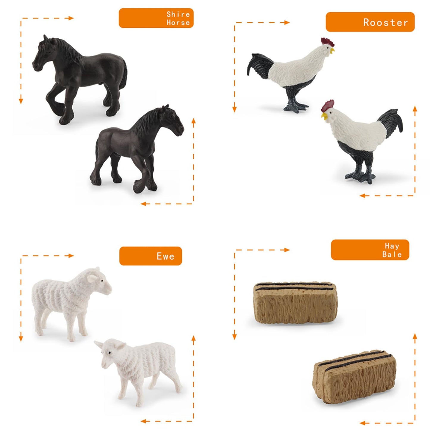Memovan Realistic Mini Barn Farm Toys Tractor Playset - Plastic Farm Animals Figurines Farm Cake Toppers Farm Figures Farmer Veh