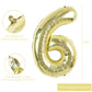 Toniful 40 Inch Light Gold Large Numbers Balloon 0-9 Birthday Party Decorations,Foil Mylar Big Number 6 Balloon Digital 6 For Bi