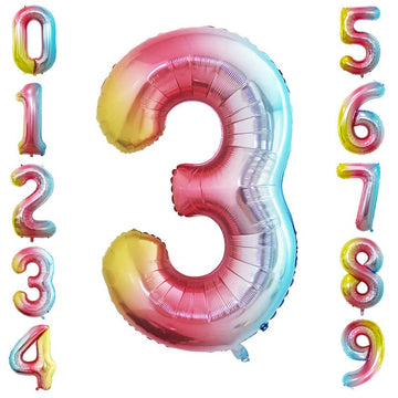 Goer 2 Pcs 42 Inch Rainbow Foil Balloons Number 3,Huge Number Balloons For 3Rd 33Rd Birthday Party Supplies Anniversary Decorations