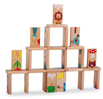 Gracesdawn 28 Pcs Of Educational Wooden Toy Domino Animal Puzzles Kids Game Gift