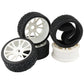 White 1:8 RC Buggy Hex 17mm Double 6 Spoke Wheels Rubber Tires with H Pattern