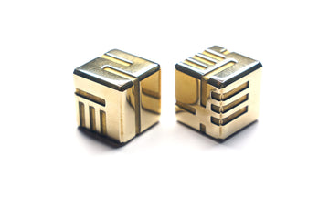 AKO DICE I - Brass- Custom Metal dice Version 1 16mm D6 Game dice with Redesign Concept. (Brass)