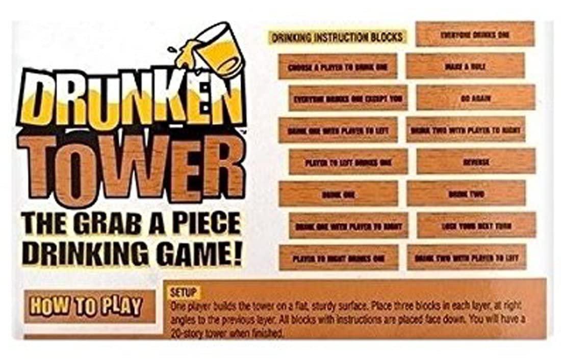 GIFTS INFINITY® Drunken Tower Game - Wooden Block Stacking Game, Fun Gift for Adults and Kids, Perfect for Parties, Color: Wood