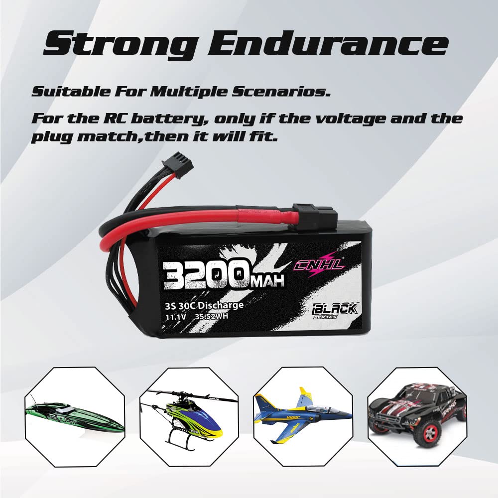 CNHL 3200mAh 3S Shorty Lipo Battery 30C 11.1V lipo Battery with XT60 for RC Airplane RC Quadcopter RC Evader BX Car RC Truggy RC