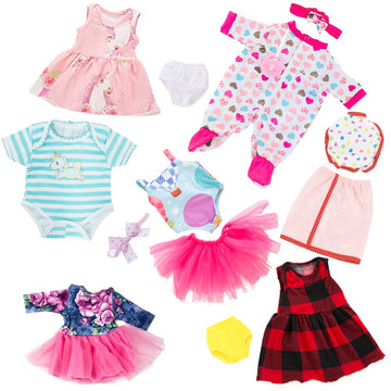 Sotogo 7 Sets Doll Clothes Outfits Dresses For 14 To 17 Inch New Born Baby Doll, 15 Inch Baby Doll And American 18 Inch Doll Clo