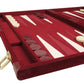 Deluxe Attache Backgammon Set - 15'' Medium Size Classic Maroon Board Game - Luxurious Velour Case