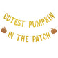 Leesky Gold Glittery Cutest Pumpkin In The Patch Banner - Fall Pumpkin Theme, 6' X 4' Rectangular Indoor/Outdoor Banner For Halloween, Thanksgiving, Birthday & Baby Shower