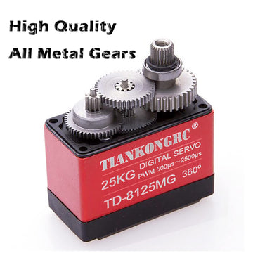 Wishiot TD-8125MG 25KG Digital Servo 360 Degree Waterproof Large Torque Metal Gear for DIY Robot Robotic Arm RC Model PWM 500s-2