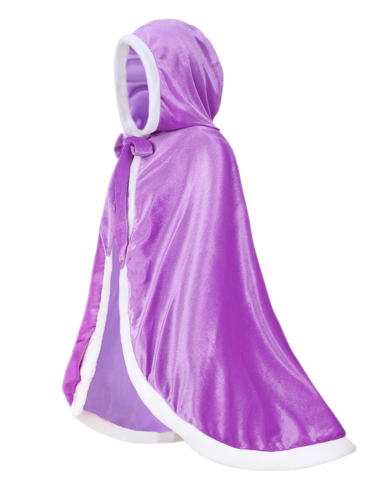 Century Star Girl Fur Princess Cape With Hood Girls Cloak For Little Girls Christmas Purple 7-9 Years