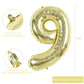 Toniful 40 Inch Light Gold Large Numbers Balloon 0-9 Birthday Party Decorations,Foil Mylar Big Number 9 Balloon Digital 9 For Bi