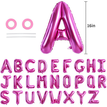 Toniful 52 Pieces 16 Inch Rose Red Letter A-Z Balloons,Custom Phrase Mylar Foil Alphabet Letter Diy Personalized Phrase Banner F
