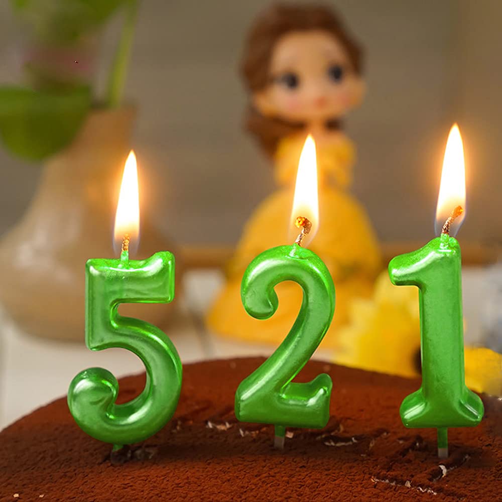 XNOVA Green Birthday Candles - 3rd Birthday Cake Candles, Number 3, Synthetic Wax, Cool Roman Numerals, Ideal for Celebrations