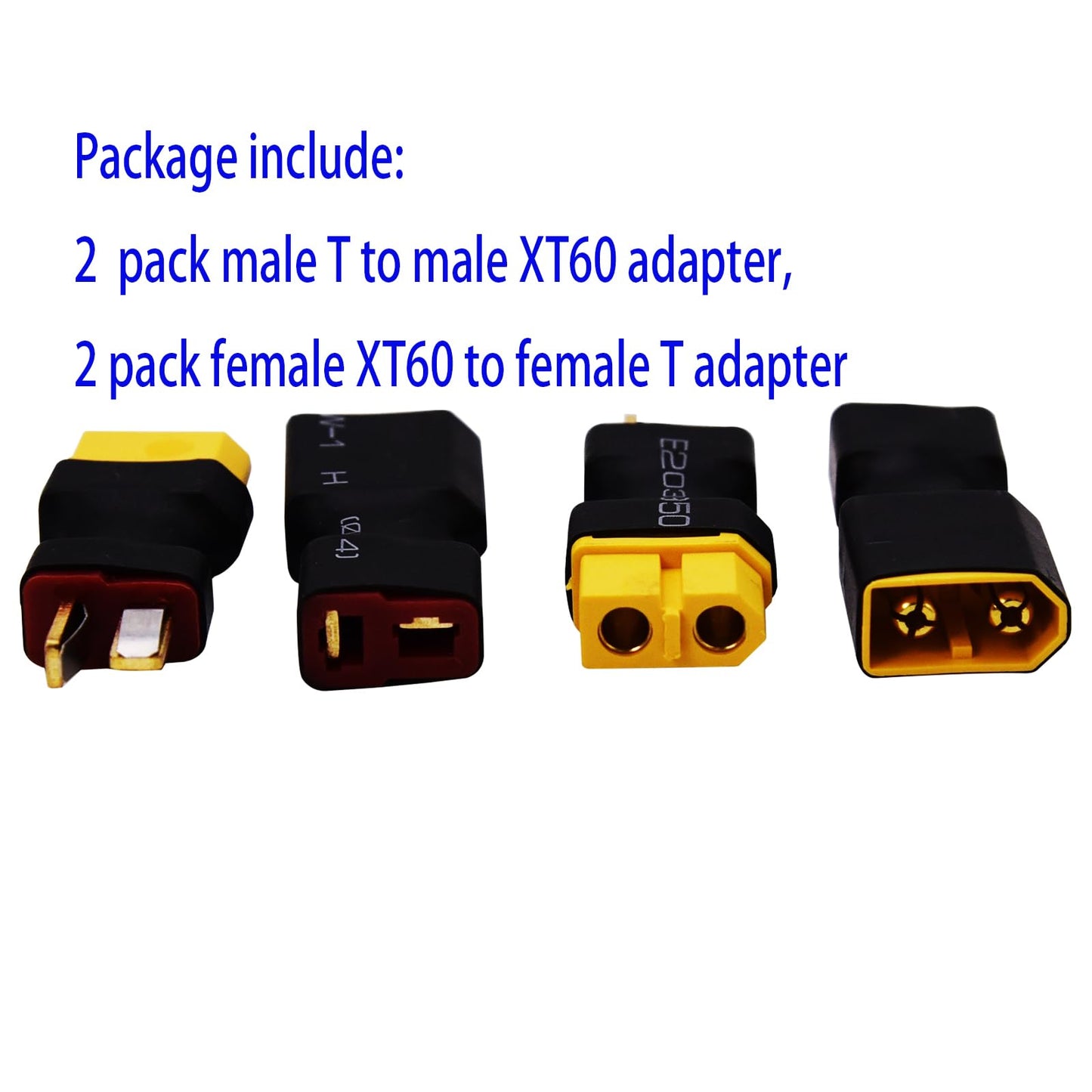 Blomiky 2 Pack Male T to Male XT60 and 2 Pack Female T to Female XT60 Plug Adapter Convertor for RC Truck Drone Vehicle Battery/