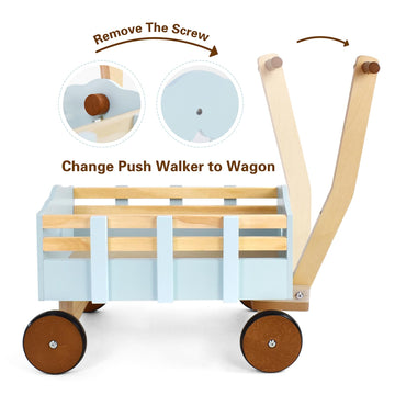 Pairpear Kids Wagon Toy,Wooden Toys Cargo Walker Cart Wagon Stroller,Toddler Push And Pull Baby Walker Gift For Babies Boys And Girls