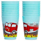 Blue Panda 16 Pack Plastic Fire Truck Cups For Kids, Firefighter Party Favors For Birthday Supplies (16 Oz)
