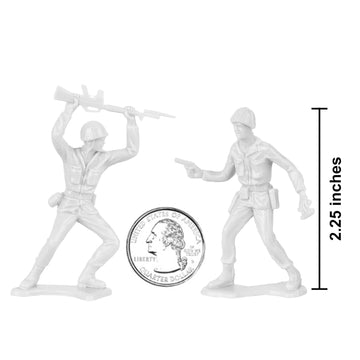 TimMee Plastic Army Men - White 48pc Toy Soldier Figures - Made in USA