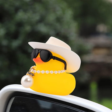 Wonuu Car Rubber Duck, Yellow Duck Decoration Dashboard With Sun Hat Swim Ring Necklace Sunglasses For Car Dashboard Decorations