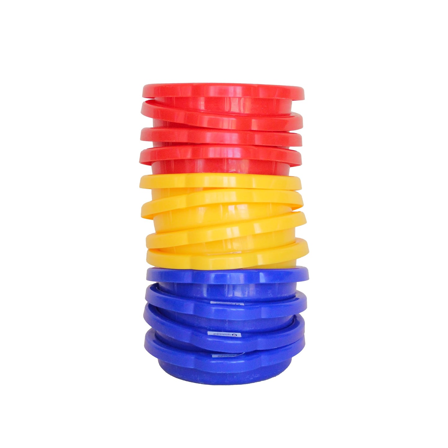 Spielstabil 12 Pack Small Sand Sieves (4 Red, 4 Blue, 4 Yellow Beach Sifters) - Made in Germany